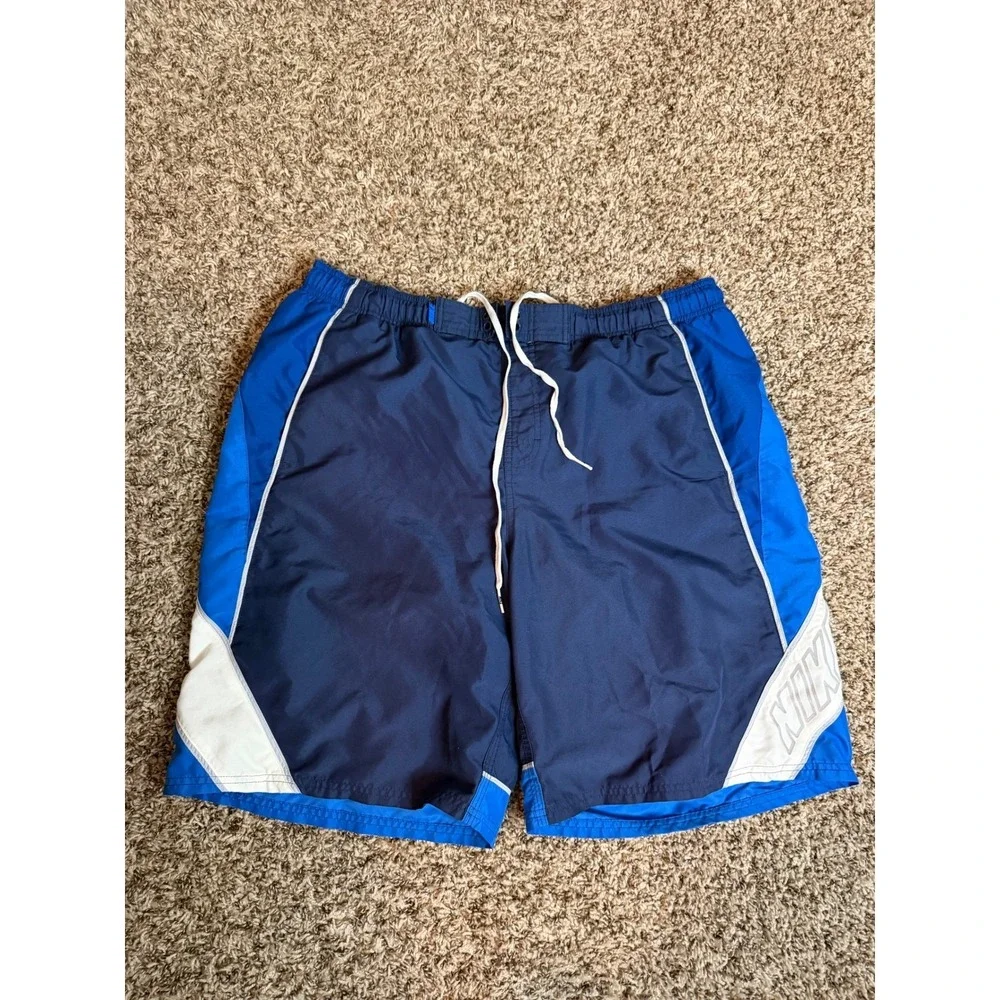 Nike Mens Swim Trunks XL Blue Colorblock Board Shorts Mesh Lined TESS0242